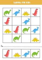 jogo de sudoku educacional com dinossauros bonitos dos desenhos animados.