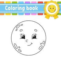 livro de colorir para crianças com a lua. personagem alegre. ilustração vetorial. estilo bonito dos desenhos animados. silhueta de contorno preto. isolado no fundo branco.
