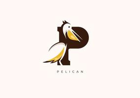 pelicano p monograma, vetor logotipo