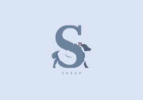 ovelha s monograma, vetor logotipo