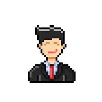 uma homem vestindo Preto terno dentro pixel arte estilo vetor