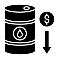 óleo preço diminuir vetor ícone
