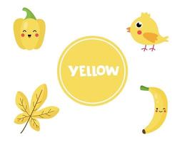aprender a cor amarela para crianças pré-escolares. planilha educacional. vetor