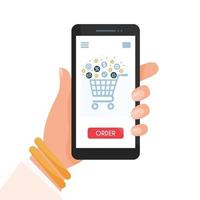 compras online em smartphone vetor