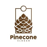 pinho cone logotipo, elegante luxo pinho simples projeto, árvore bolota ícone vetor, produtos marca ilustração vetor