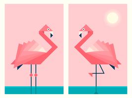 Flamingos no estilo de arte de papel origami geométrico vetor