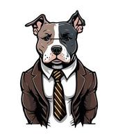 uma desenho animado cachorro dentro uma terno e gravata com a palavra pitbull em isto vetor