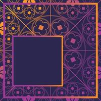 modelo de plano de fundo com padrão medieval floral quarto brilhando em roxo vetor