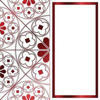 padrão medieval floral fundo modelo retângulo vermelho metálico vetor