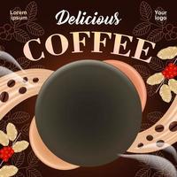 delicioso café, 3d vetor fundo com café feijão ornamento. pode estar usava para produtos fundo