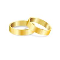 anéis de casamento de ouro do vetor. pares de anéis de casamento de ouro conjunto de ícones 3d realistas vetor