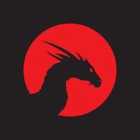 Dragão cabeça logotipo vermelho lua vetor ícone símbolo ilustração Projeto