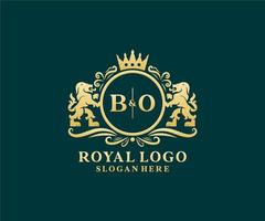 inicial bo carta leão modelo de logotipo de luxo real em arte vetorial para restaurante, realeza, boutique, café, hotel, heráldica, joias, moda e outras ilustrações vetoriais. vetor