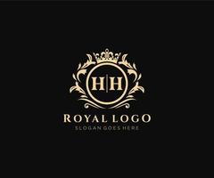 inicial hh carta luxuoso marca logotipo modelo, para restaurante, realeza, butique, cafeteria, hotel, heráldico, joia, moda e de outros vetor ilustração.