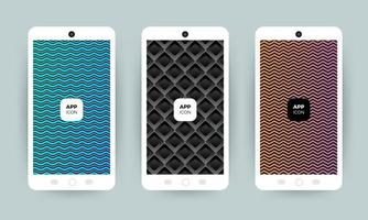 conjunto de designs de fundo abstrato colorido em telefones celulares vetor