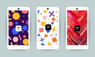 conjunto de designs de fundo abstrato colorido em telefones celulares vetor