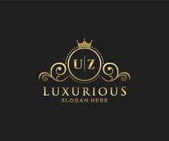 modelo de logotipo de luxo real de letra uz inicial em arte vetorial para restaurante, realeza, boutique, café, hotel, heráldica, joias, moda e outras ilustrações vetoriais. vetor