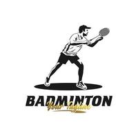 moderno apaixonado badminton jogador dentro açao logotipo vetor