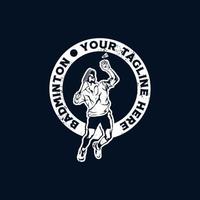 salto smash design de logotipo de silhueta de badminton vetor