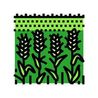 campo verde plantas trigo cor ícone vetor ilustração