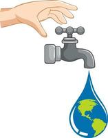 salvar o conceito de água com água caindo da torneira