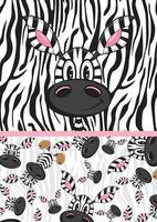 fofa desenho animado adorável zebra com padronizar vetor