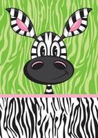 fofa desenho animado adorável zebra em listrado fundo vetor