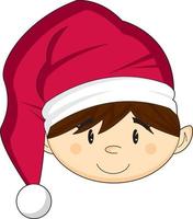fofa desenho animado Natal duende dentro santa claus chapéu vetor