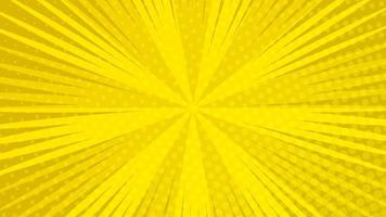 fundo de página de quadrinhos amarelo em estilo pop art com espaço vazio. modelo com raios, pontos e textura de efeito de meio-tom. ilustração vetorial vetor