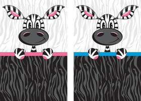 fofa desenho animado adorável zebra em listrado fundo vetor