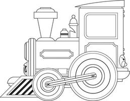 desenho animado retro vapor trem linha arte vetor