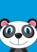 fofa desenho animado panda Urso em azul fundo vetor