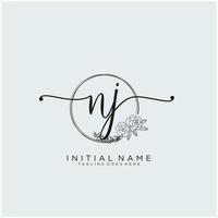 inicial nj feminino logotipo coleções modelo. caligrafia logotipo do inicial assinatura, casamento, moda, joalheria, butique, floral e botânico com criativo modelo para qualquer companhia ou negócios. vetor