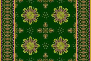 étnico folk geométrico desatado padronizar dentro verde e amarelo tom dentro vetor ilustração Projeto para tecido, esteira, tapete, lenço, invólucro papel, telha e Mais