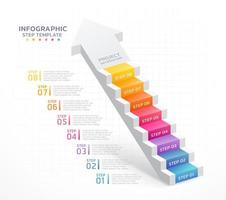seta Escadaria infográfico passos modelo fundo vetor