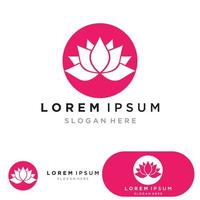 estoque de design de logotipo de ioga. meditação humana em ilustração vetorial de flor de lótus vetor