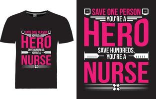 design de camiseta de enfermeira vetor