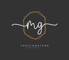 mg inicial carta caligrafia e assinatura logotipo. uma conceito caligrafia inicial logotipo com modelo elemento. vetor