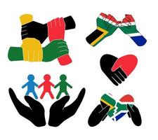 reconciliação conceito. segurando mãos e corações reconciliação conceito. sul África vetor