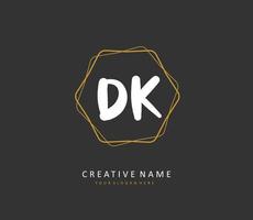 d k dk inicial carta caligrafia e assinatura logotipo. uma conceito caligrafia inicial logotipo com modelo elemento. vetor