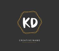 kd inicial carta caligrafia e assinatura logotipo. uma conceito caligrafia inicial logotipo com modelo elemento. vetor