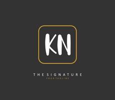 k n kn inicial carta caligrafia e assinatura logotipo. uma conceito caligrafia inicial logotipo com modelo elemento. vetor