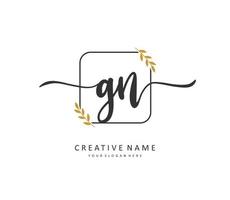g n gn inicial carta caligrafia e assinatura logotipo. uma conceito caligrafia inicial logotipo com modelo elemento. vetor