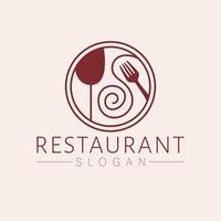 restaurante marca logotipo Projeto. vinho vidro e garfo italiano logotipo. cafeteria logotipo modelo. vetor