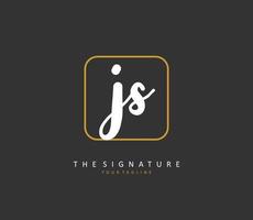 j s js inicial carta caligrafia e assinatura logotipo. uma conceito caligrafia inicial logotipo com modelo elemento. vetor