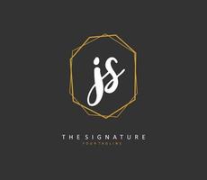 j s js inicial carta caligrafia e assinatura logotipo. uma conceito caligrafia inicial logotipo com modelo elemento. vetor