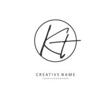 k t kt inicial carta caligrafia e assinatura logotipo. uma conceito caligrafia inicial logotipo com modelo elemento. vetor