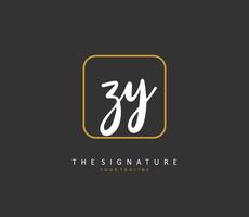 zy inicial carta caligrafia e assinatura logotipo. uma conceito caligrafia inicial logotipo com modelo elemento. vetor