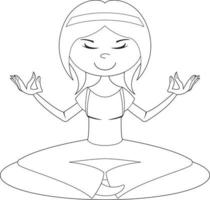 fofa desenho animado meditando ioga menina ilustração vetor