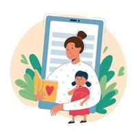 vetor de conceito de babá e educação on-line